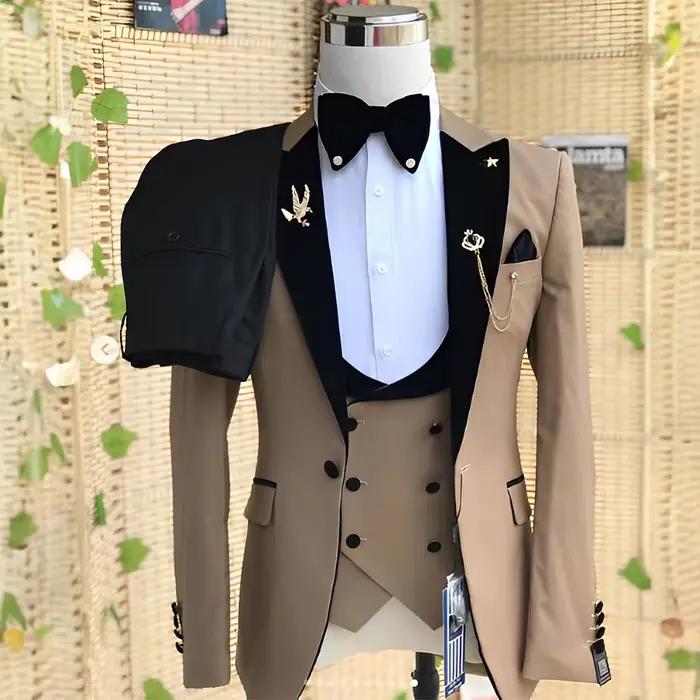 Ensemble de costume 3 pièces pour hommes de mariage (veste pantalon gilet) smoking de marié Blazer formel