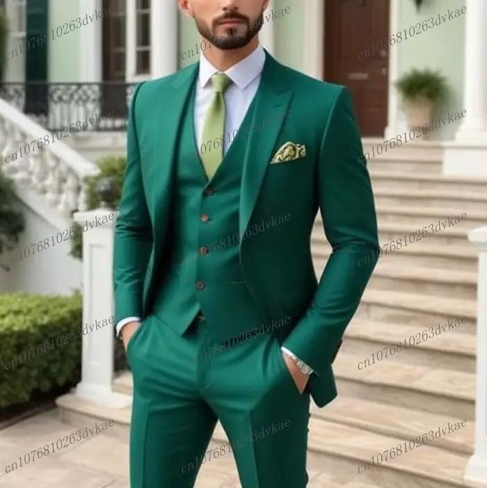 Nouveau bleu marine hommes d'affaires costume marié Groomsman fête de mariage bal mâle Occasion formelle Tuxedos 3 pièces ensemble Blazer gilet pantalon