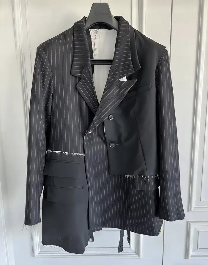 Veste de costume en laine patchwork