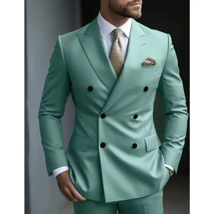 Costumes pour hommes à Double boutonnage vert sauge