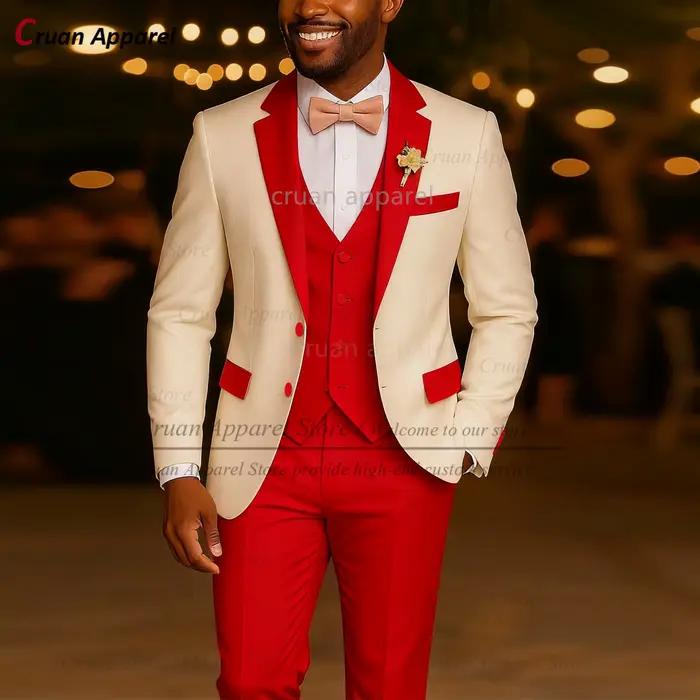 Ensemble de costume décontracté et élégant pour homme, polyester et rayonne, personnalisable, adapté aux quatre saisons, pour mariage et soirées de gala