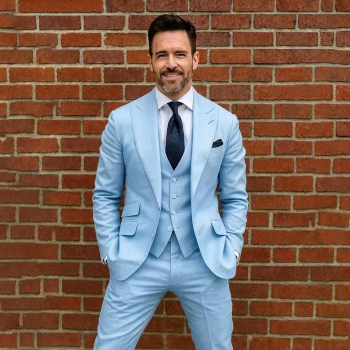 Costume homme en lin 3 pièces sur mesure