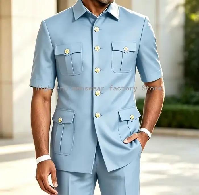 Nouveaux costumes marron design pour hommes, coupe ajustée, élégants pour mariage, soirée, smoking, tenue de cérémonie ou décontractée, ensemble 2 pièces veste et pantalon