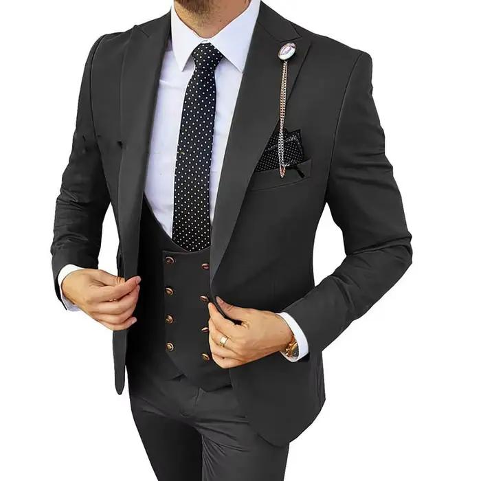 Costume 3 pièces pour homme de style gothique en polyester, grandes tailles, pour mariage, gala, et événements formels