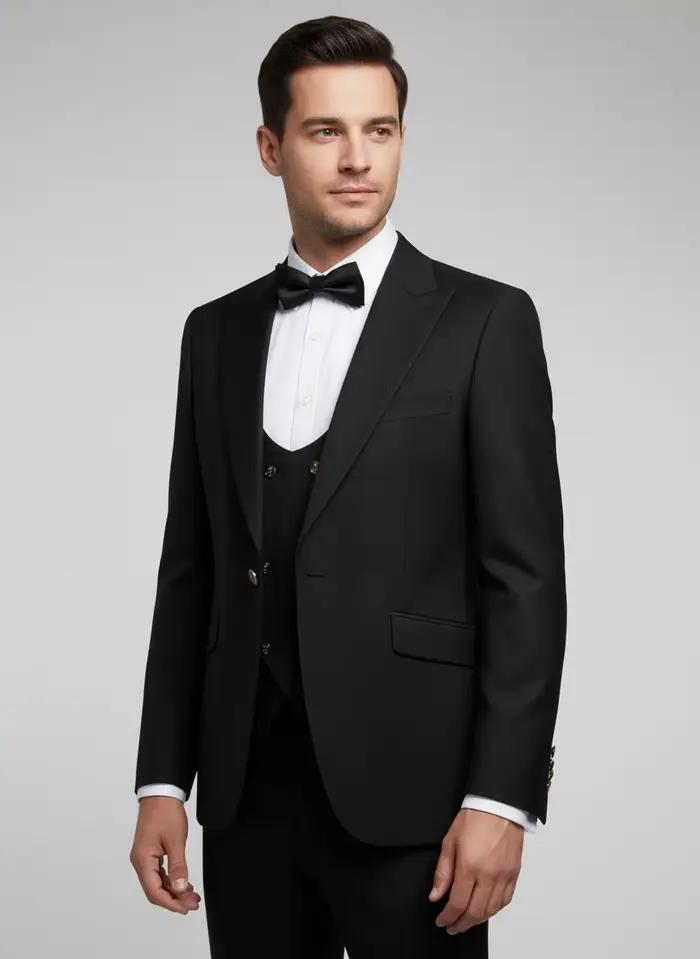 Ensemble 3 pièces noir pour homme : Costume de marié élégant