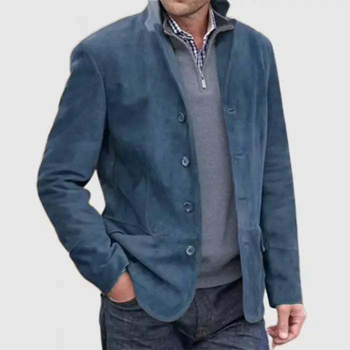 Veste de costume décontractée vintage pour homme, élégante et polyvalente, polyester, bleu ciel, beige, brun, noir, pour toutes les saisons et occasions