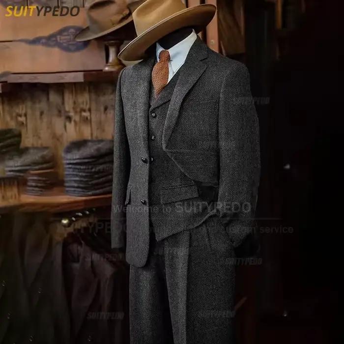Costume intelligent décontracté à chevrons pour hommes