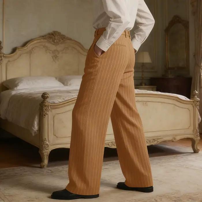 Pantalon de costume rayé pour hommes en laine de luxe, coupe classique, anti-plis, pour affaires, mariages, fêtes et tenues décontractées élégantes
