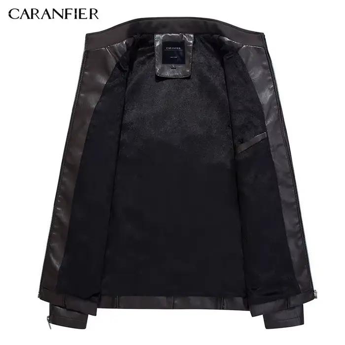 CARANFIER 2025 mode hiver Silm veste en cuir hommes de haute qualité PU décontracté Biker manteau pilote Jaqueta