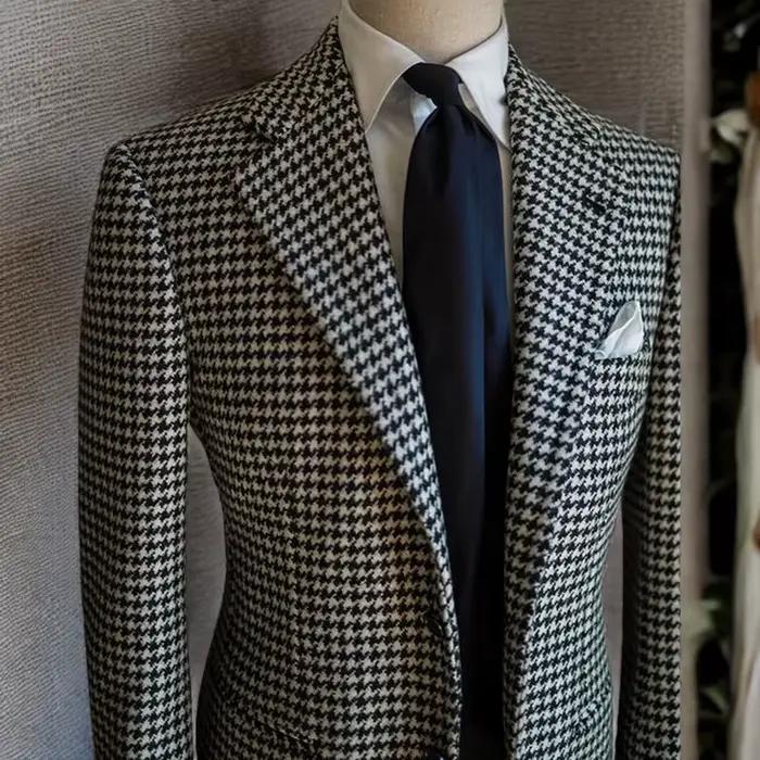 Blazer d'affaires pied-de-poule pour hommes