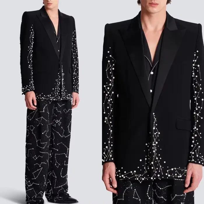 Costume de mariage moderne perlé pour hommes