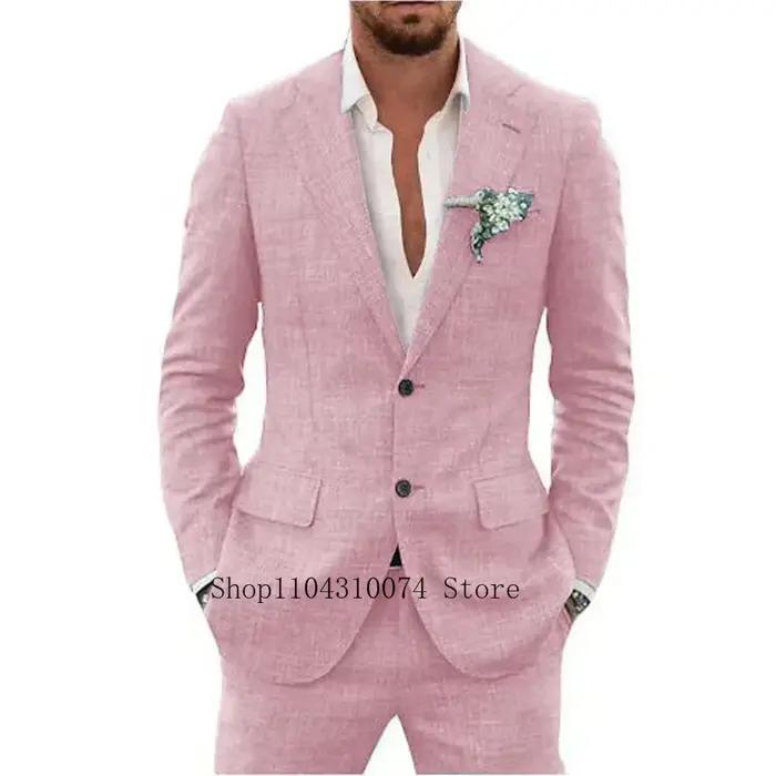 Ensemble Blazer et Pantalon en Lin Trempé pour Homme