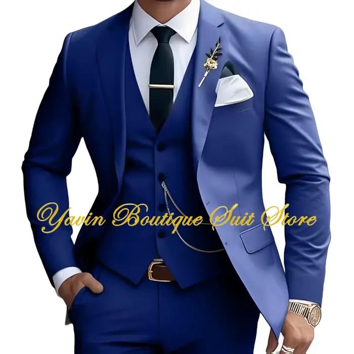 Costume formel homme, smoking de mariage personnalisé, coupe cintrée, 3 pièces pour garçons d'honneur, ensemble complet pour banquets et mariages