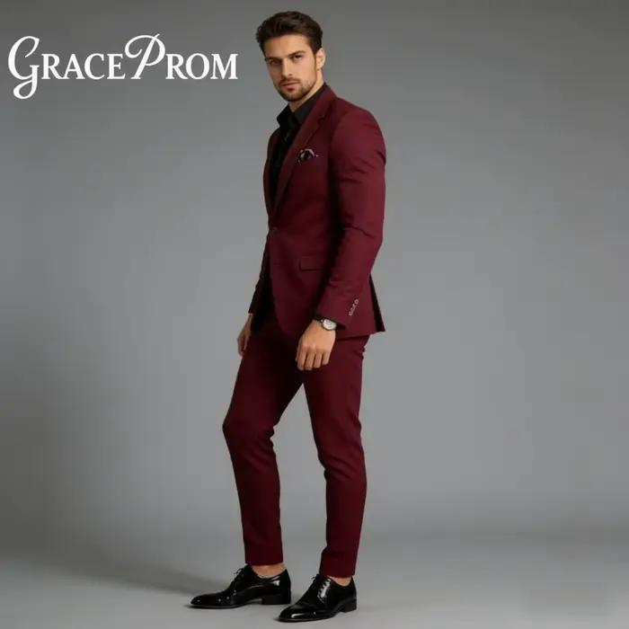 Costume de Mariage Homme Beige à Revers Cranté