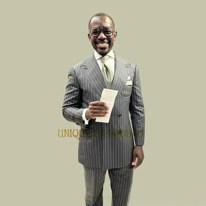 Costume 2 pièces pour homme veste blazer observateur rayé à double boutonnage pour événements formels mariage anniversaire bal de promo polyester polyvalent élégant à offrir pour homme occasions spéciales