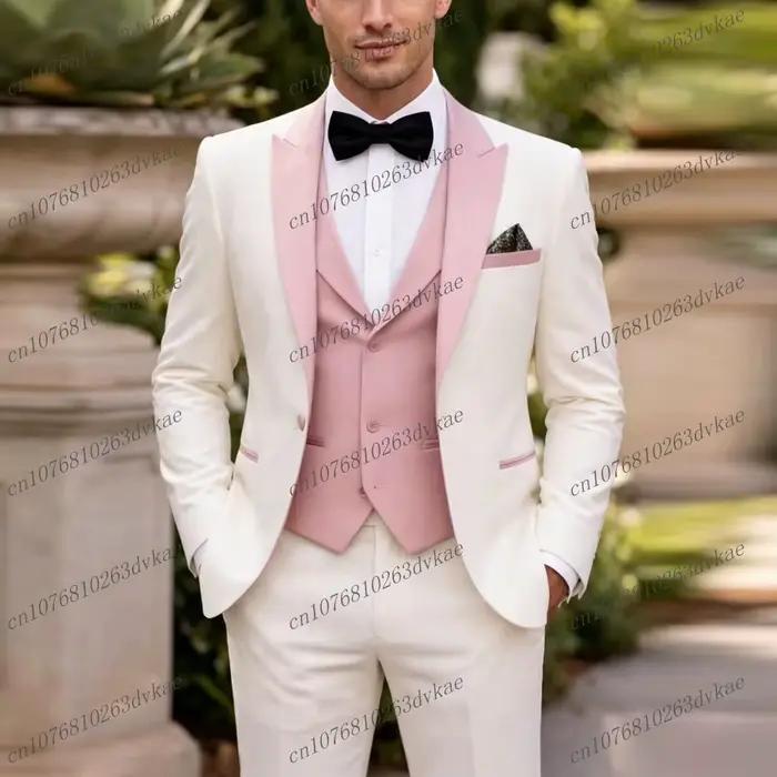Costume homme blanc et rose pour mariage