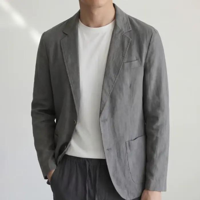 Blazer en lin léger pour homme – Veste décontractée à simple boutonnage pour le bureau
