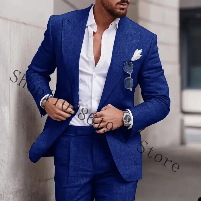 Costumes en lin blanc pour hommes