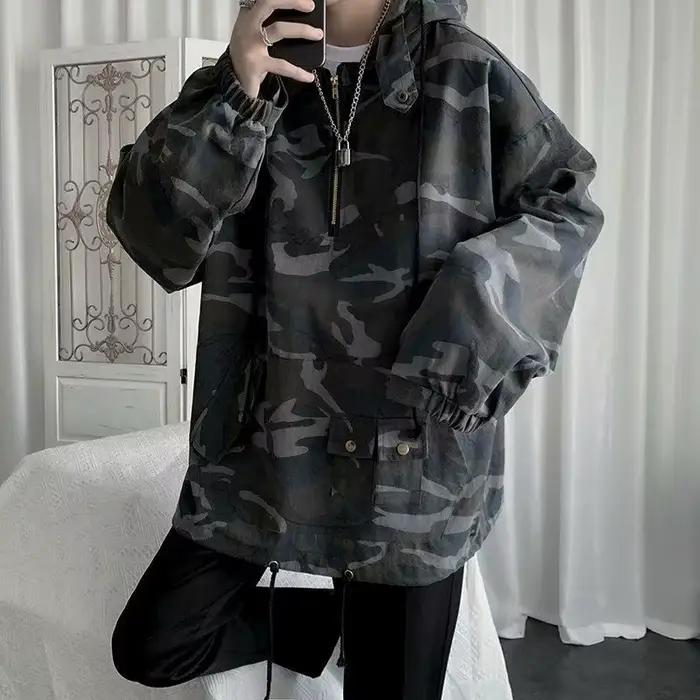 Veste Camouflage Homme Printemps Automne Tendance Marque Coréenne Ample Style Décontracté et Original