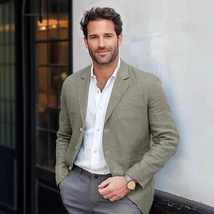 2025 nouvelle veste de costume pour hommes européens décontracté couleur unie