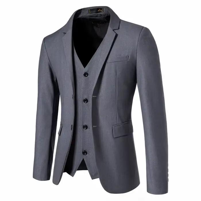Ensemble de 2 pièces Costume décontracté pour homme Veste et gilet Coupe ajustée Couleur unie Soirée