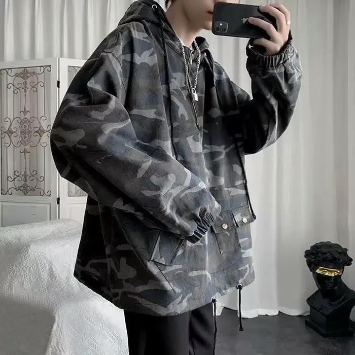 Veste Camouflage Homme Printemps Automne Tendance Marque Coréenne Ample Style Décontracté et Original