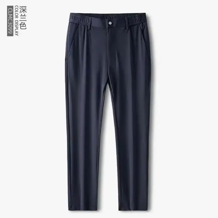 Pantalon de costume en soie glacée sans fer pour hommes