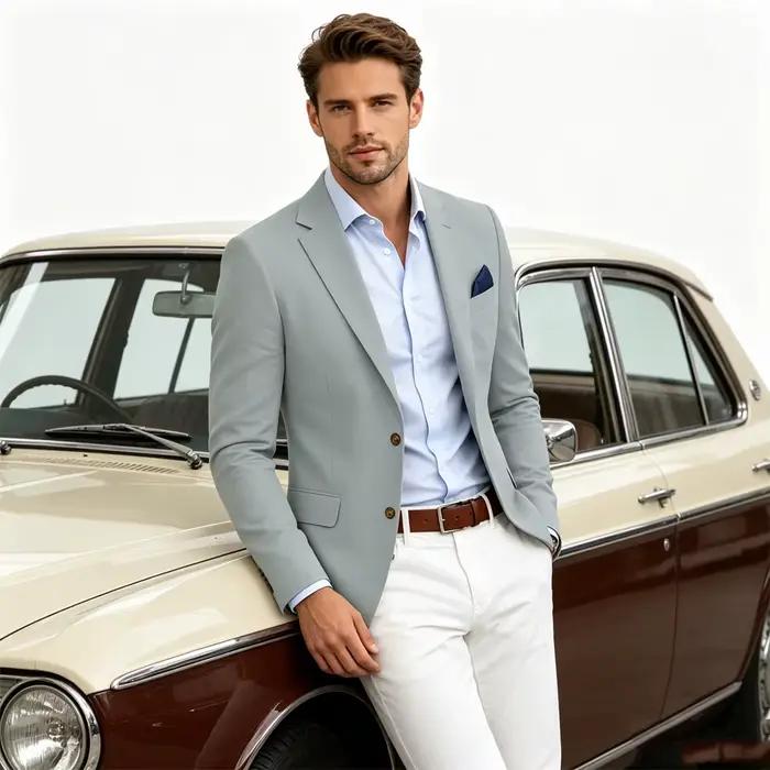 Blazer en mélange de lin pour homme