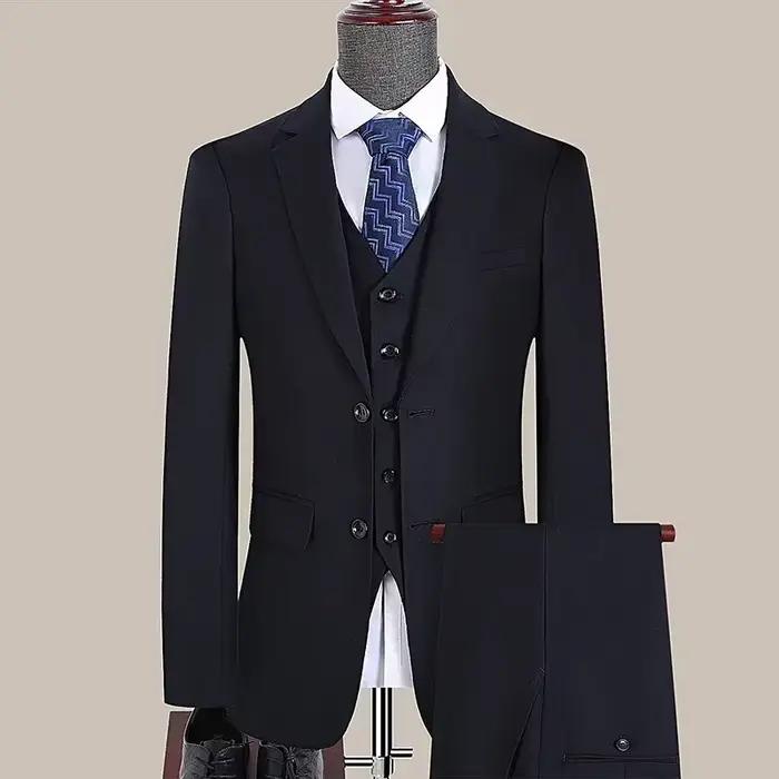 Costume uni élégant et formel pour homme, idéal pour les mariages et événements extérieurs, décontracté et moderne, en polyester et viscose, disponible en plusieurs tailles et couleurs