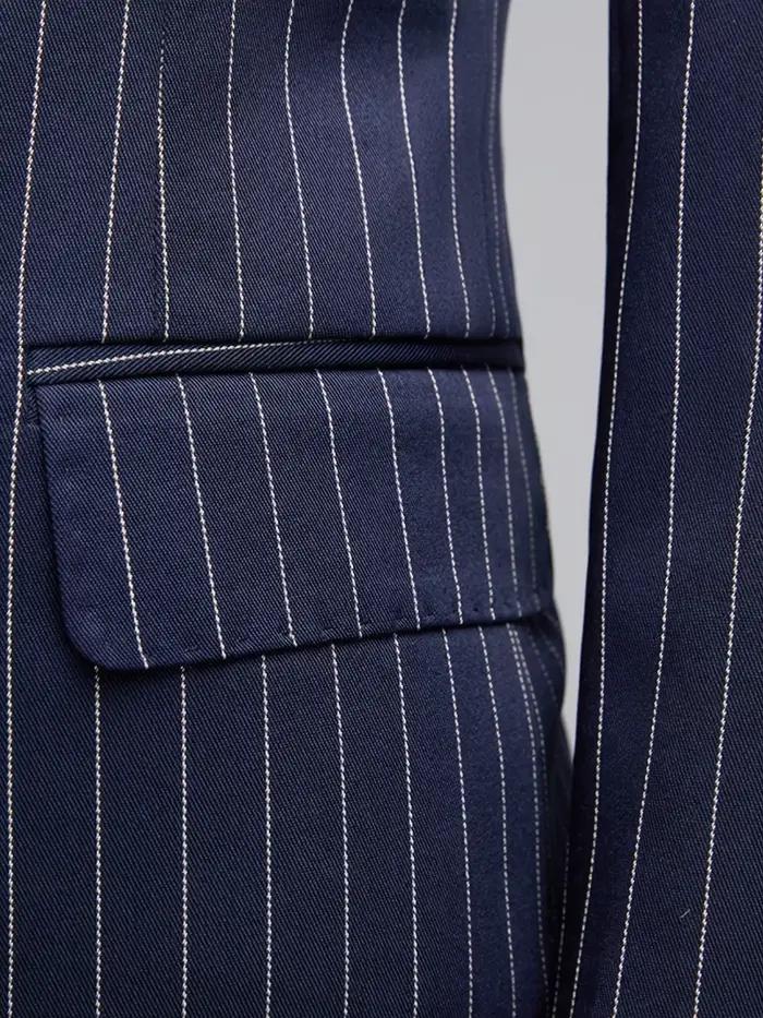Costume Homme Deux Pièces Croisé Tendance et Ajusté pour Mariage ou Tenue Décontractée en Tissu Rayé