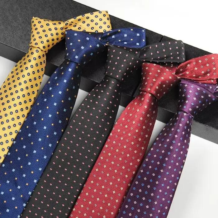 Cravate de Costume Professionnel Motif à Pois Bleu 8cm Nouveau Style Accessoire Masculin Chic Occasions Spéciales