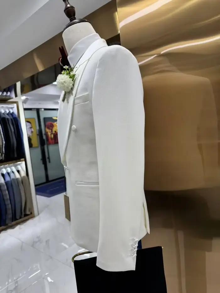 Costume de mariage Tunatak en polyester et rayonne pour hommes, élégant et décontracté, avec double boutonnage pour mariage et cérémonies formelles