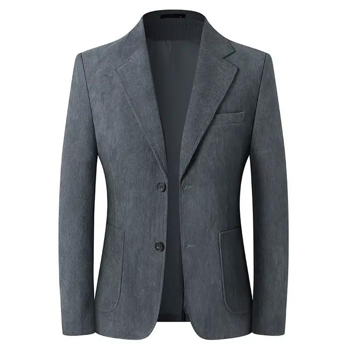 2025 nouveaux blazers en velours côtelé kaki/gris pour hommes