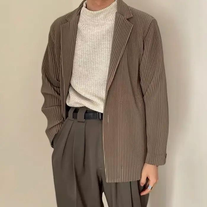 ISSEY – costume plissé de Style Miyake japonais doublé pour hommes