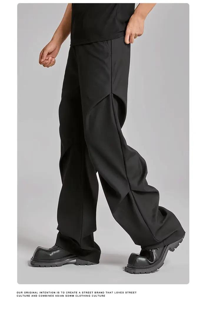 Pantalon de costume froissé légèrement évasé pour hommes en automne