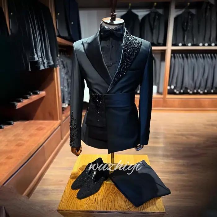 Costume de Luxe pour Homme – Ensemble 2 Pièces Slim Fit avec Appliques pour Mariage