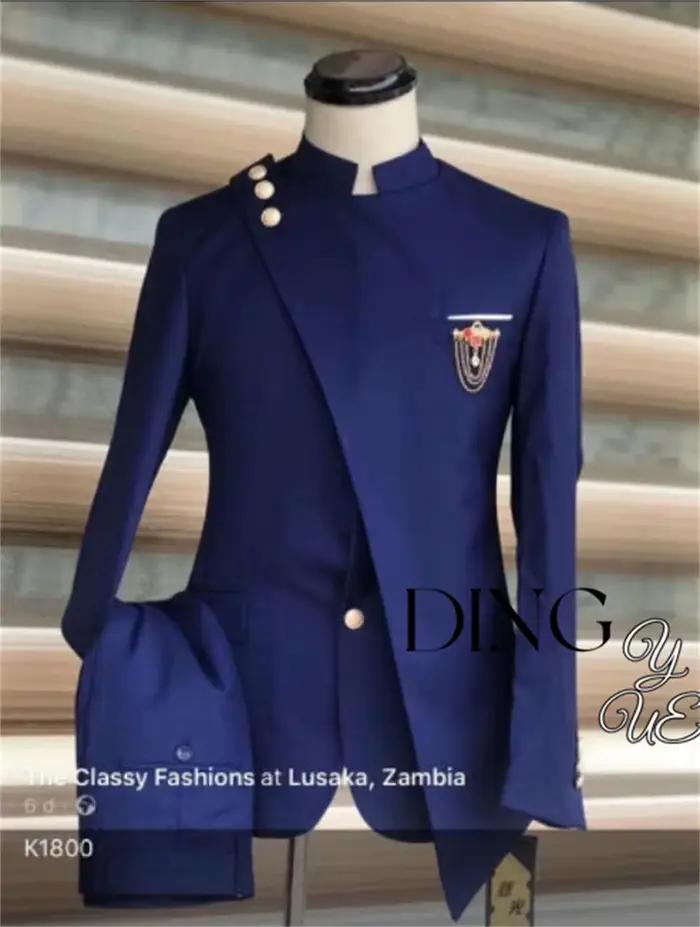 Ensemble blazer et pantalon YEAE bleu marine pour homme, élégant pour mariage et événements formels
