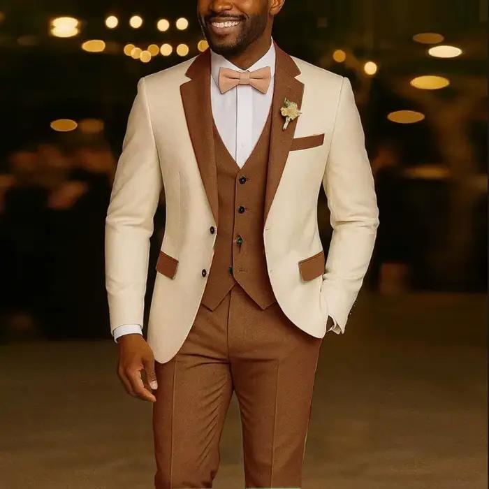 Costumes de costume pour hommes 3 pièces Blazer vert clair gilet pantalon Tuxedos de mariage