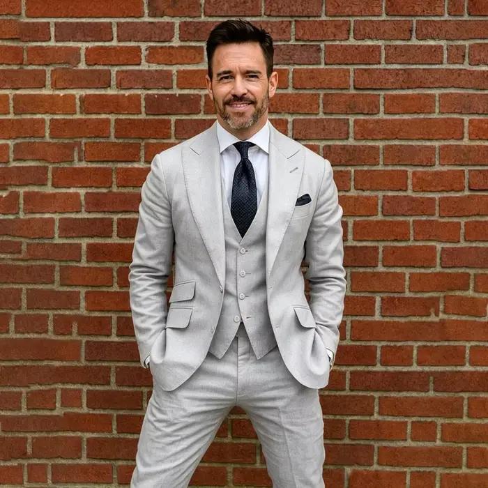 Costume homme en lin 3 pièces sur mesure