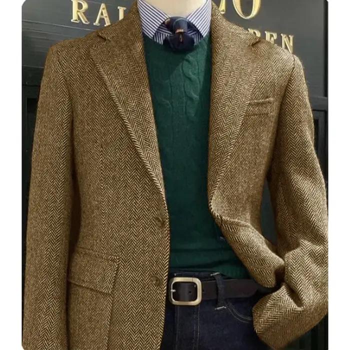 Veste de costume élégante pour hommes à chevrons décontractée coupe cintrée confortable automne hiver occassions professionnelles style moderne à offrir