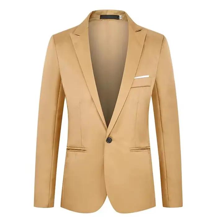 Veste de costume d'affaires décontractée élégante pour hommes en polyester sans repassage pour printemps et automne
