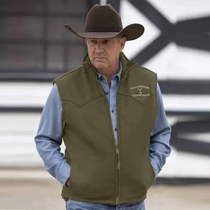 Gilet brodé pour homme avec fermeture éclair et revers