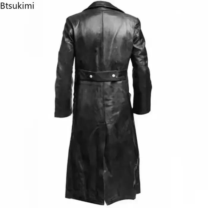 Trench-coat Vintage en Faux cuir pour homme