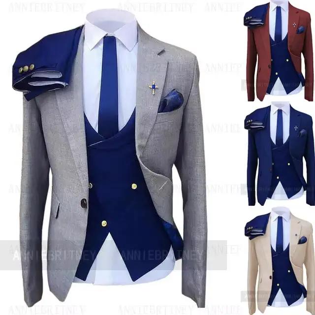 Costume de mariage sur mesure pour homme gris et bleu royal élégant pour occasions spéciales et événements professionnels