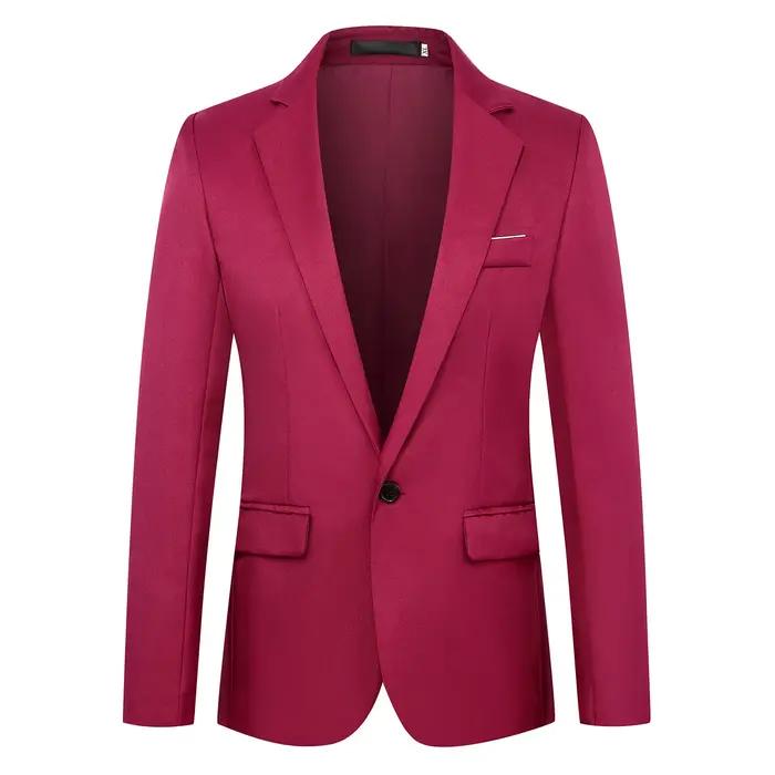 Manteau d'affaires décontracté et élégant pour hommes, polyester, coupe ajustée, fermeture éclair totale, multi-saisons, mariage, réunions d'affaires