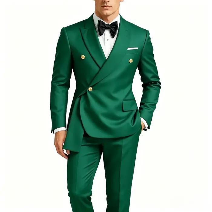 Costume de mariage homme 2 pièces croisé coupe ajustée pour le marié