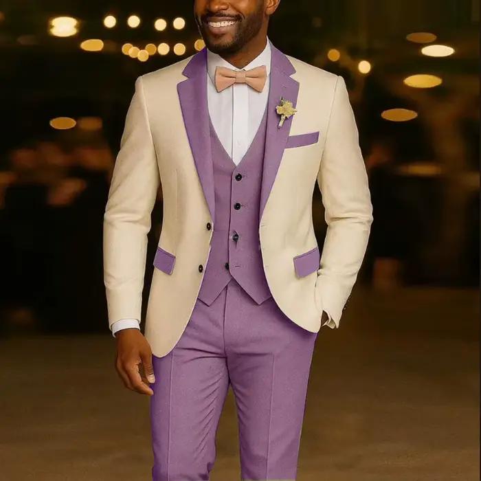 Costumes de costume pour hommes 3 pièces Blazer vert clair gilet pantalon Tuxedos de mariage
