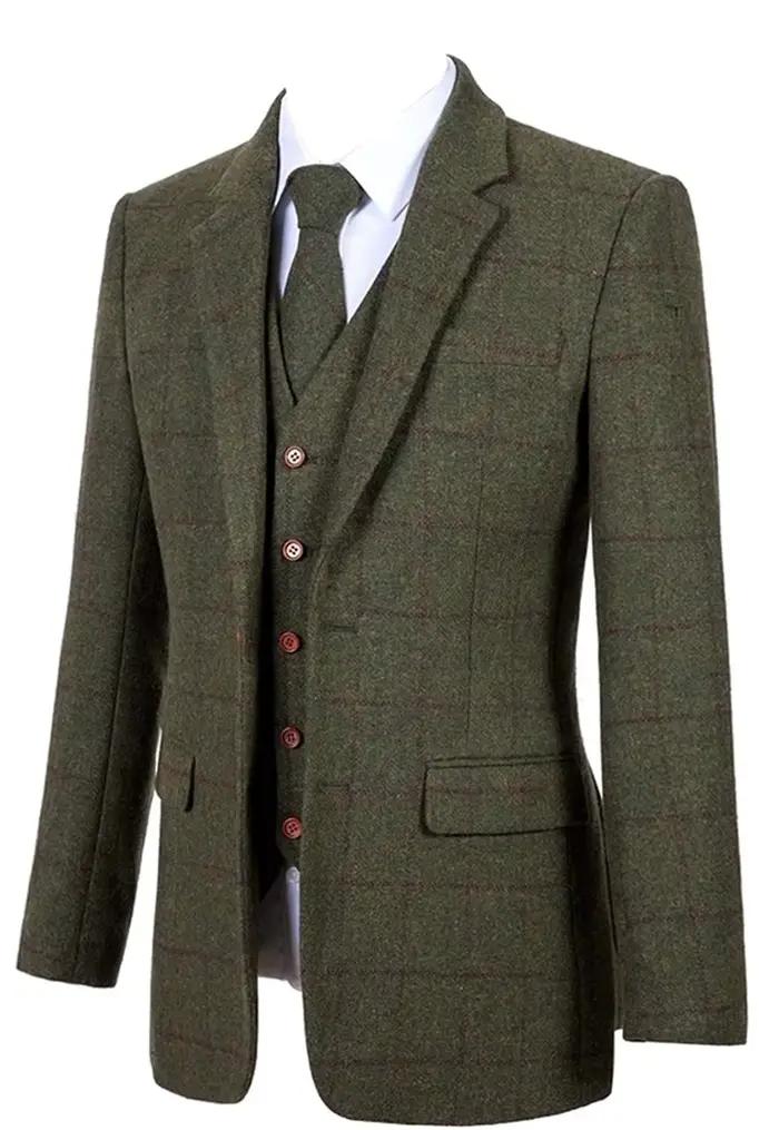 Costumes marron en Tweed pour hommes