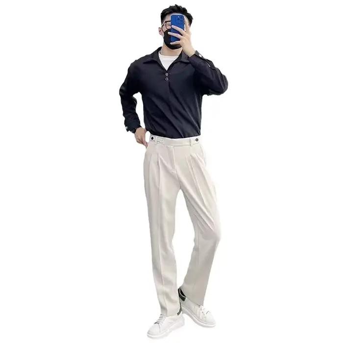 Pantalon Ltalian Style Gentleman Hommes Style Décontracté Élégant Polyester Drap Fin Occasions Spéciales