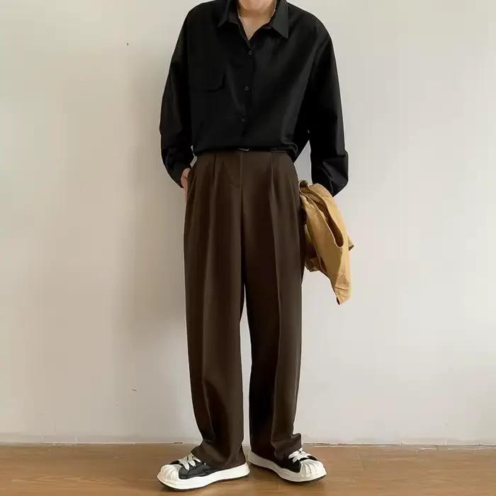 Pantalon de costume marron noir pour hommes